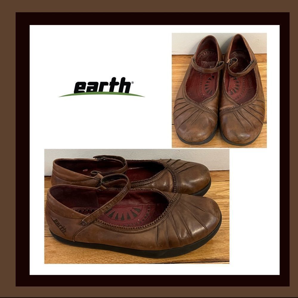 Earth Kalso Pirouette Brown Leather Casual Mary Jane Shoes Size 8